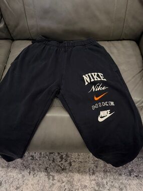 Nike Black Sweatpants with White and Orange Logos size small
